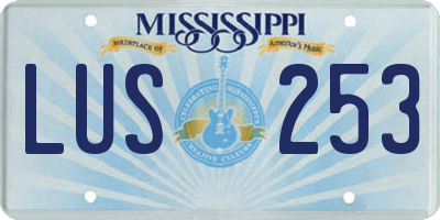 MS license plate LUS253