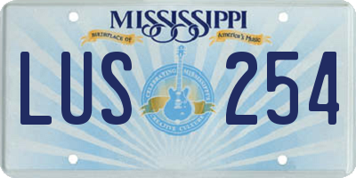 MS license plate LUS254