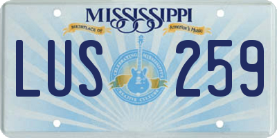 MS license plate LUS259
