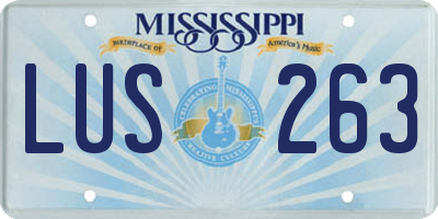 MS license plate LUS263