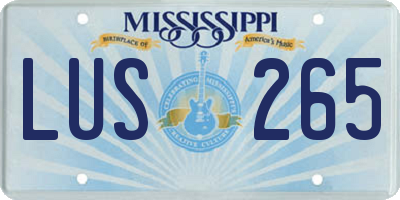 MS license plate LUS265
