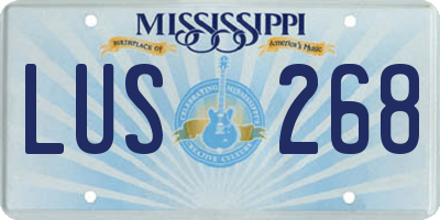 MS license plate LUS268