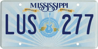 MS license plate LUS277