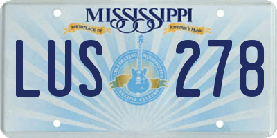 MS license plate LUS278