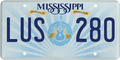 MS license plate LUS280