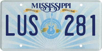 MS license plate LUS281