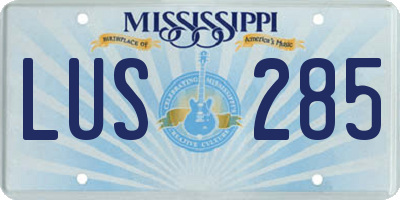 MS license plate LUS285