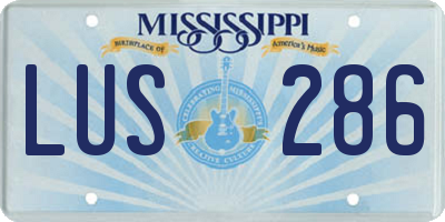MS license plate LUS286