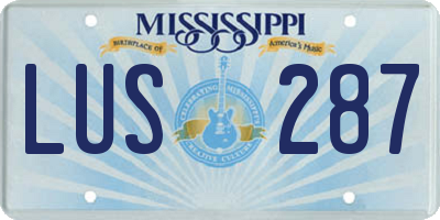 MS license plate LUS287