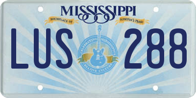 MS license plate LUS288