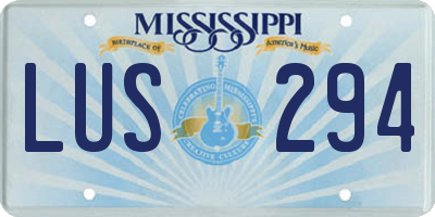 MS license plate LUS294