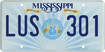 MS license plate LUS301