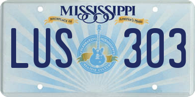 MS license plate LUS303