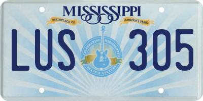 MS license plate LUS305