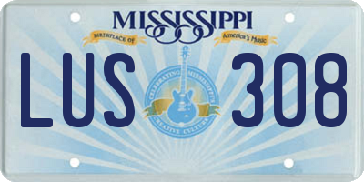 MS license plate LUS308