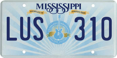 MS license plate LUS310
