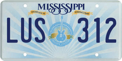 MS license plate LUS312