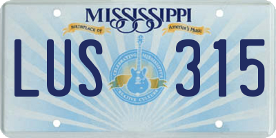 MS license plate LUS315