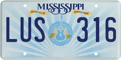 MS license plate LUS316