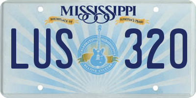 MS license plate LUS320