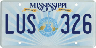MS license plate LUS326