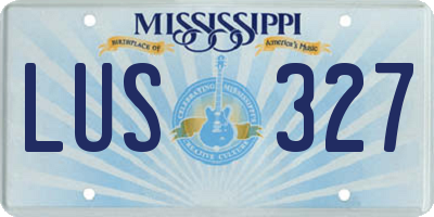 MS license plate LUS327