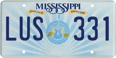 MS license plate LUS331