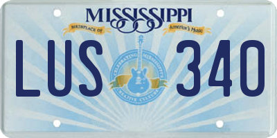 MS license plate LUS340