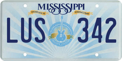 MS license plate LUS342