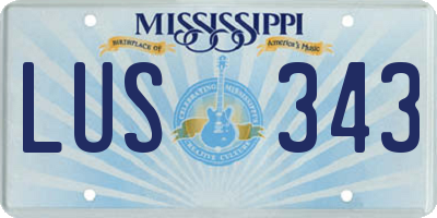 MS license plate LUS343