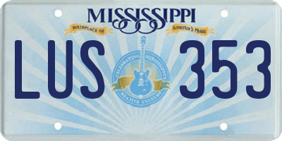 MS license plate LUS353