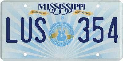 MS license plate LUS354
