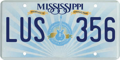 MS license plate LUS356
