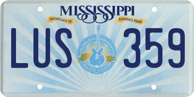 MS license plate LUS359