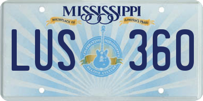 MS license plate LUS360