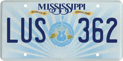 MS license plate LUS362