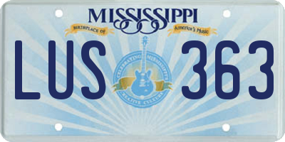 MS license plate LUS363