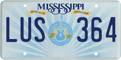 MS license plate LUS364