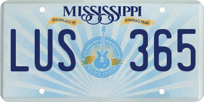 MS license plate LUS365
