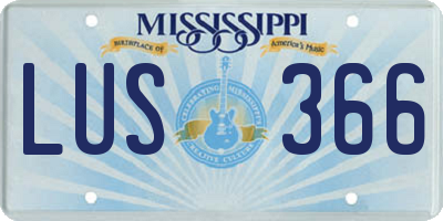 MS license plate LUS366