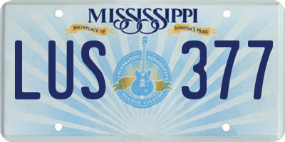 MS license plate LUS377