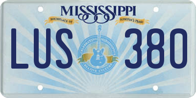 MS license plate LUS380