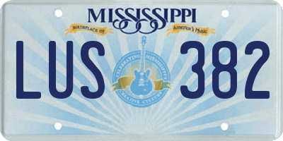 MS license plate LUS382