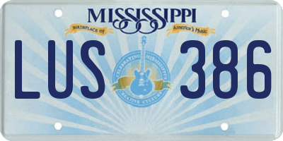 MS license plate LUS386