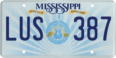 MS license plate LUS387
