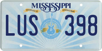 MS license plate LUS398