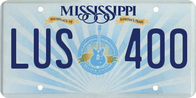 MS license plate LUS400