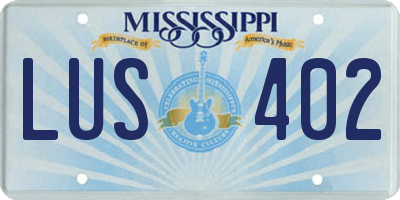 MS license plate LUS402