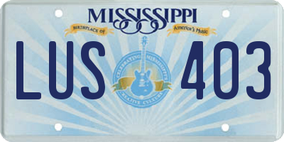 MS license plate LUS403