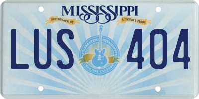MS license plate LUS404